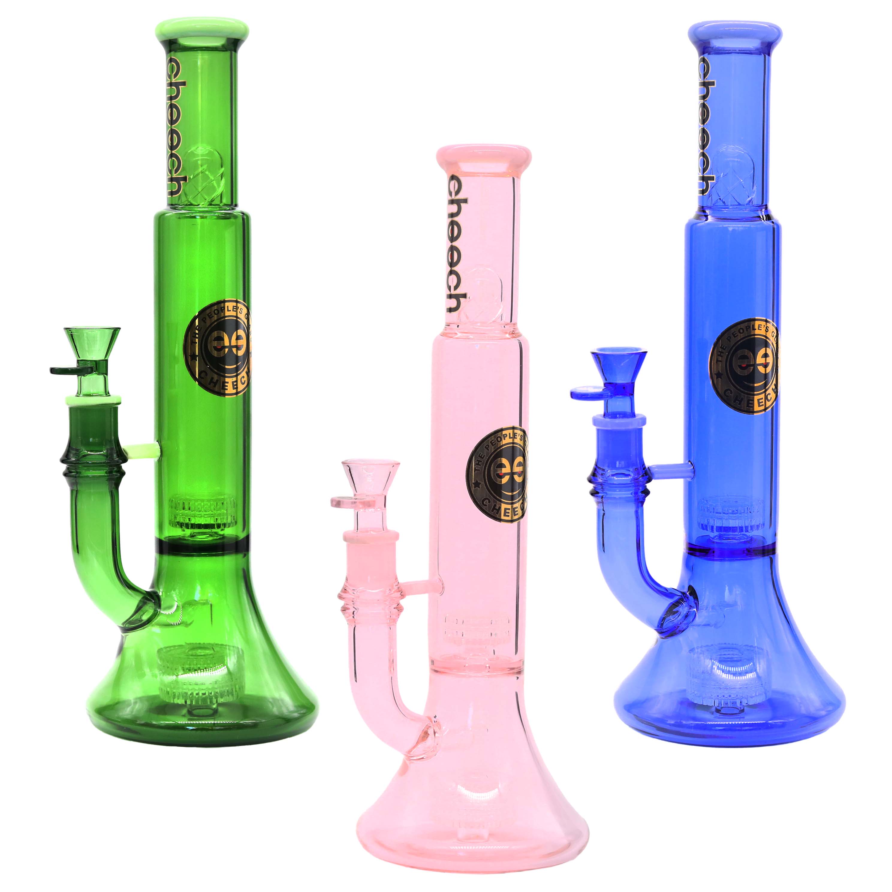 Cheech Full Color Double Matrix Perc Straight Waterpipe (CHE-183) | 15 inch | Assorted Colors product image